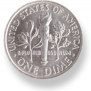 closeup of a dime